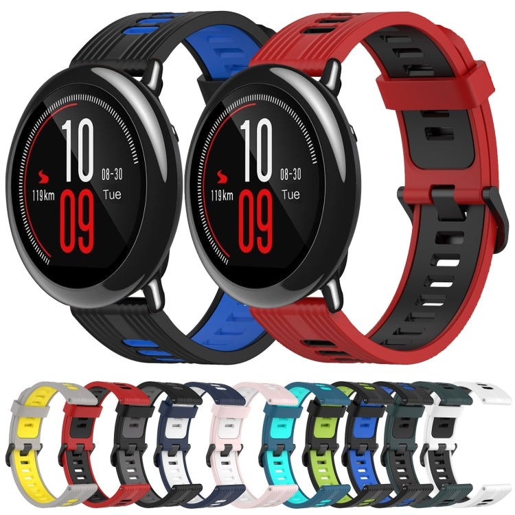22mm Vertical Pattern Two-Color Silicone Watch Band, For Amazfit Pace, For Amazfit Stratos