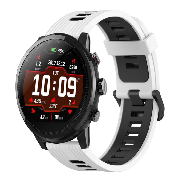 22mm Vertical Pattern Two-Color Silicone Watch Band, For Amazfit Pace, For Amazfit Stratos