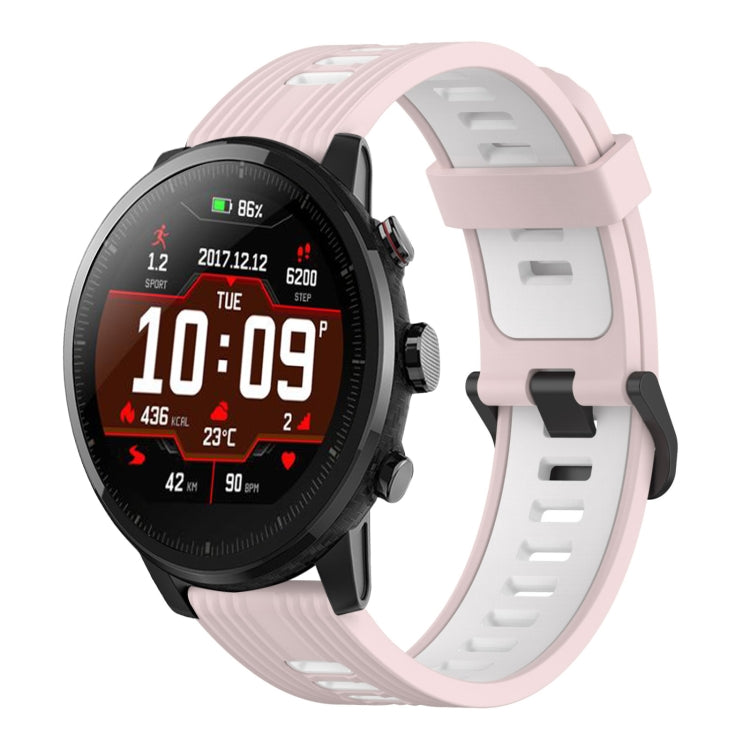22mm Vertical Pattern Two-Color Silicone Watch Band, For Amazfit Pace, For Amazfit Stratos