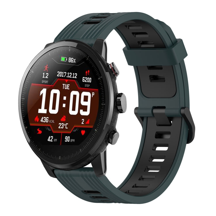 22mm Vertical Pattern Two-Color Silicone Watch Band, For Amazfit Pace, For Amazfit Stratos