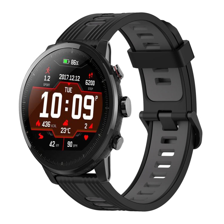 22mm Vertical Pattern Two-Color Silicone Watch Band, For Amazfit Pace, For Amazfit Stratos