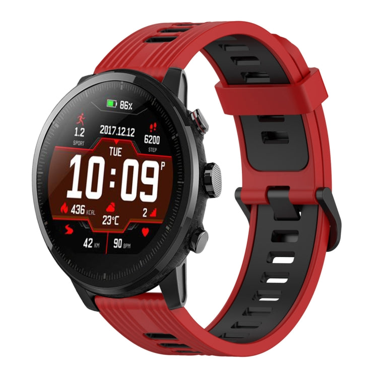 22mm Vertical Pattern Two-Color Silicone Watch Band, For Amazfit Pace, For Amazfit Stratos