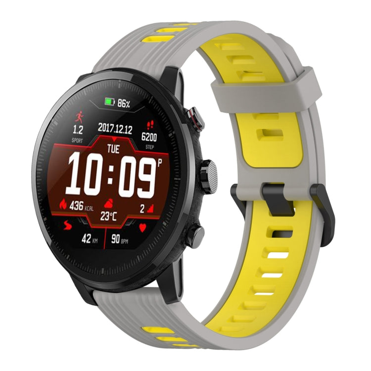 22mm Vertical Pattern Two-Color Silicone Watch Band, For Amazfit Pace, For Amazfit Stratos