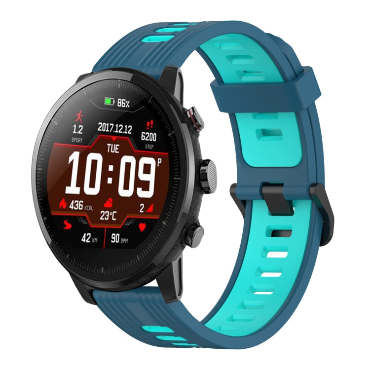 22mm Vertical Pattern Two-Color Silicone Watch Band, For Amazfit Pace, For Amazfit Stratos
