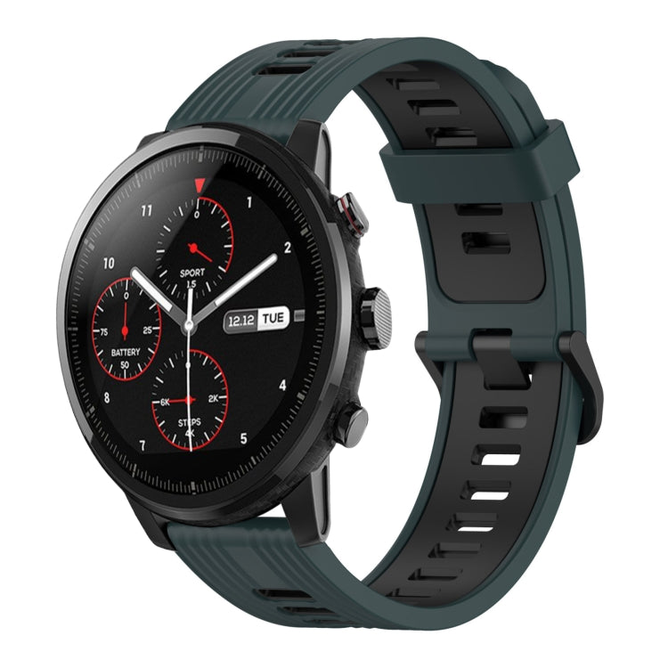 22mm Vertical Pattern Two-Color Silicone Watch Band, For Amazfit 2 Stratos, For  Amazfit Z