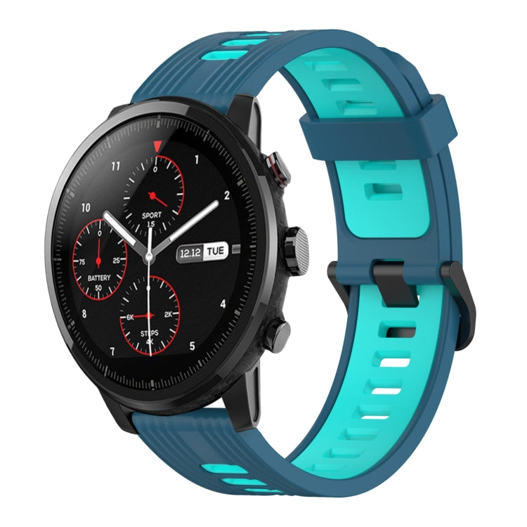 22mm Vertical Pattern Two-Color Silicone Watch Band, For Amazfit 2 Stratos, For  Amazfit Z