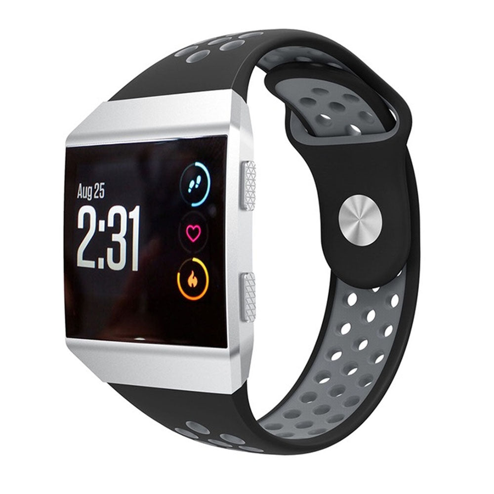 For Fitbit Ionic Breathable Two-tone Silicone Watch Band(Black Grey)