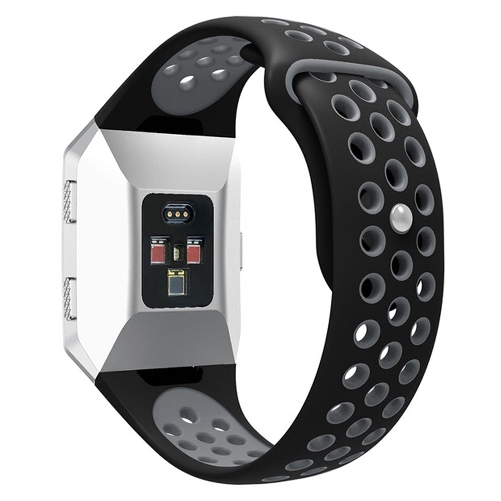 For Fitbit Ionic Breathable Two-tone Silicone Watch Band(Black Grey)