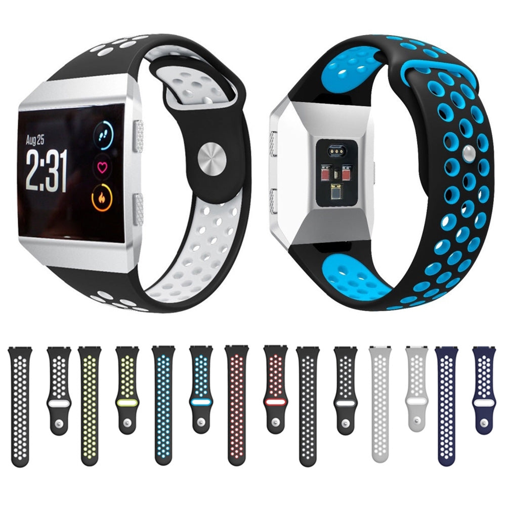 For Fitbit Ionic Breathable Two-tone Silicone Watch Band(Black Grey)