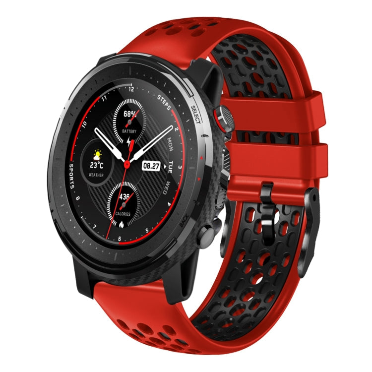 22mm Two-Color Breathable Silicone Watch Band, For Amazfit 3, For Amazfit GTR 47mm