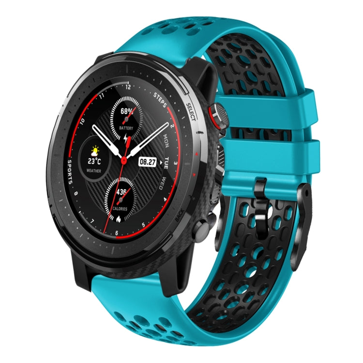 22mm Two-Color Breathable Silicone Watch Band, For Amazfit 3, For Amazfit GTR 47mm