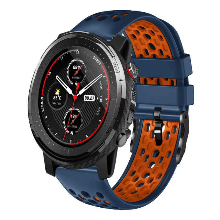 22mm Two-Color Breathable Silicone Watch Band, For Amazfit 3, For Amazfit GTR 47mm