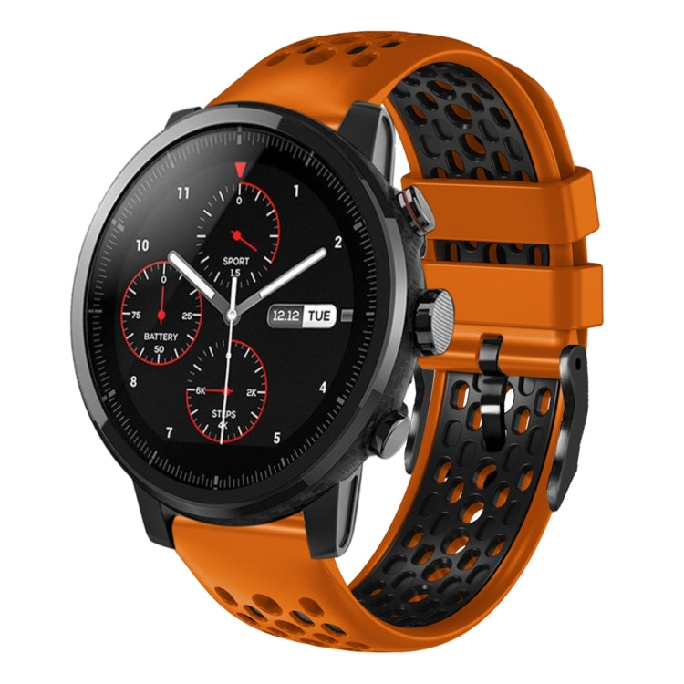 22mm Two-Color Breathable Silicone Watch Band, For Amazfit 2 Stratos