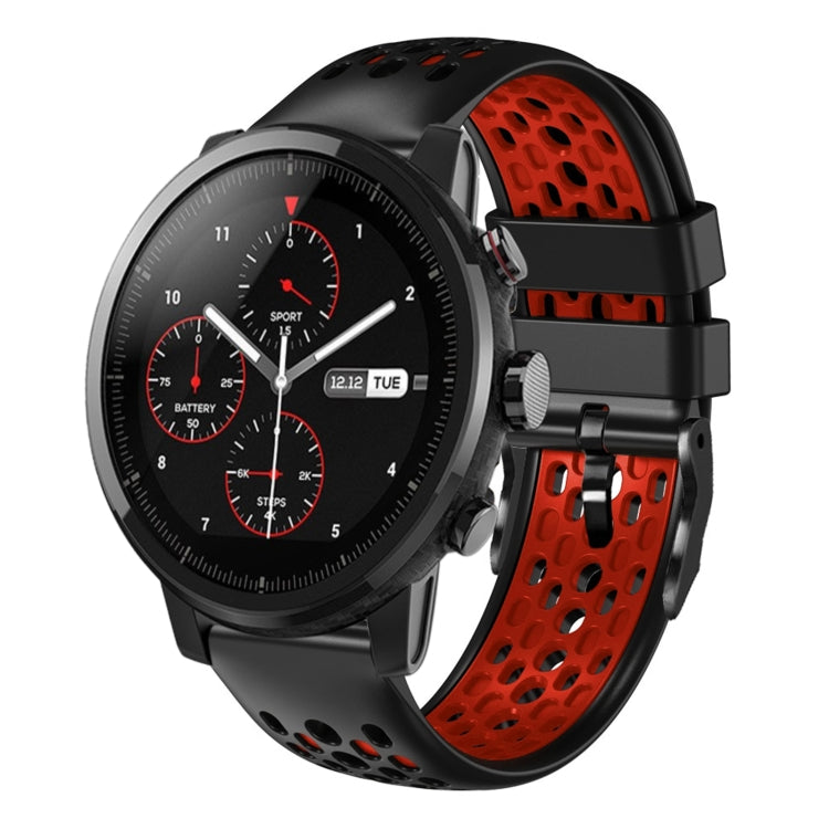 22mm Two-Color Breathable Silicone Watch Band, For Amazfit 2 Stratos
