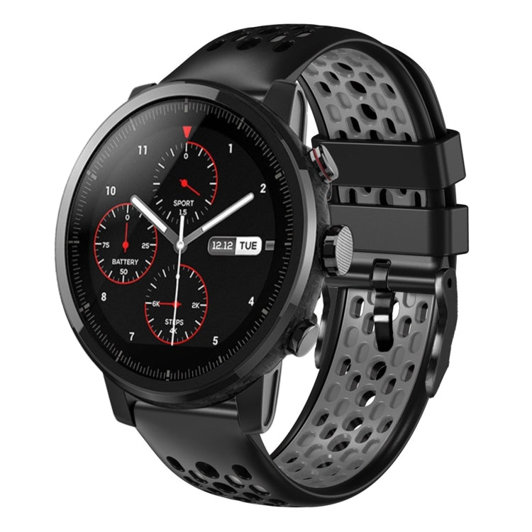22mm Two-Color Breathable Silicone Watch Band, For Amazfit 2 Stratos