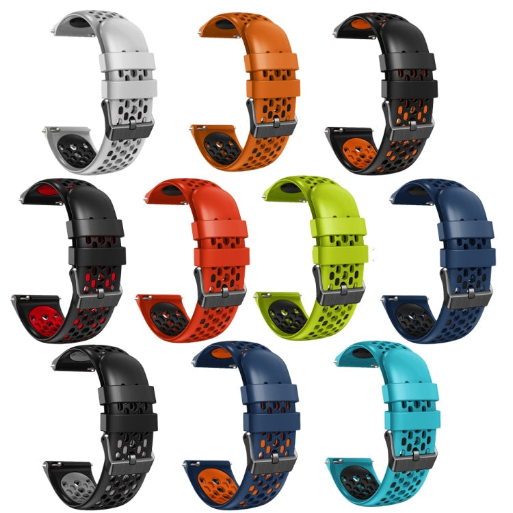 22mm Two-Color Breathable Silicone Watch Band, For Amazfit 2 Stratos