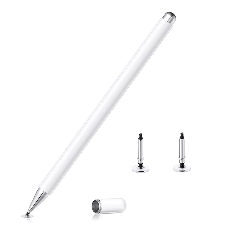 AT-29 High Accuracy Single Use Magnetic Suction Passive Capacitive Pen Mobile Phone Touch Stylus with 2 Pen Head(White)