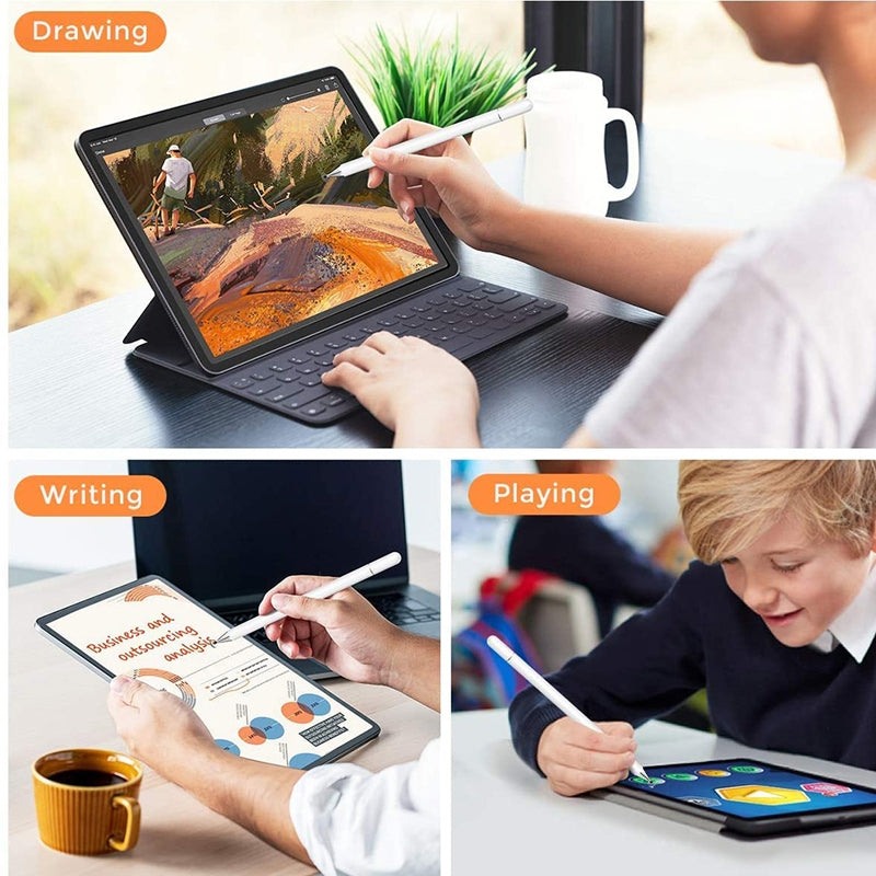 AT-29 High Accuracy Single Use Magnetic Suction Passive Capacitive Pen Mobile Phone Touch Stylus with 2 Pen Head(White)