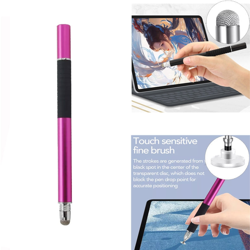 AT-31 Conductive Cloth Head + Precision Sucker Capacitive Pen Head 2-in-1 Handwriting Stylus(Rose Red)