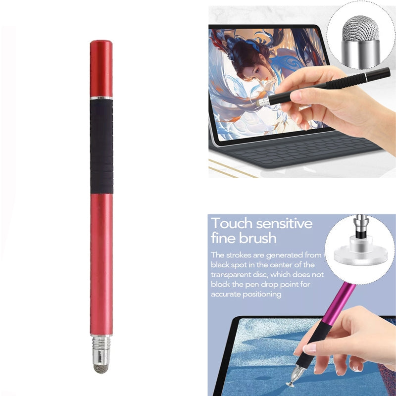 AT-31 Conductive Cloth Head + Precision Sucker Capacitive Pen Head 2-in-1 Handwriting Stylus with 2 Pen Head(Red)