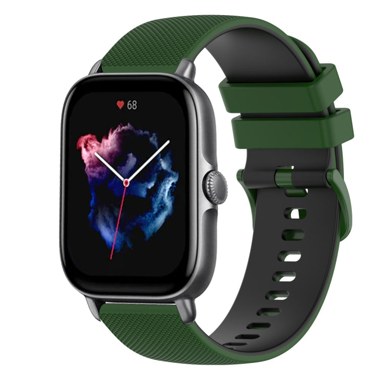 20mm Checkered Two-Color Silicone Watch Band, For Amazfit GTS 3, For Amazfit GTS 2E