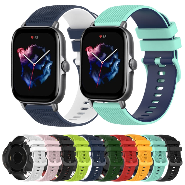 20mm Checkered Two-Color Silicone Watch Band, For Amazfit GTS 3, For Amazfit GTS 2E