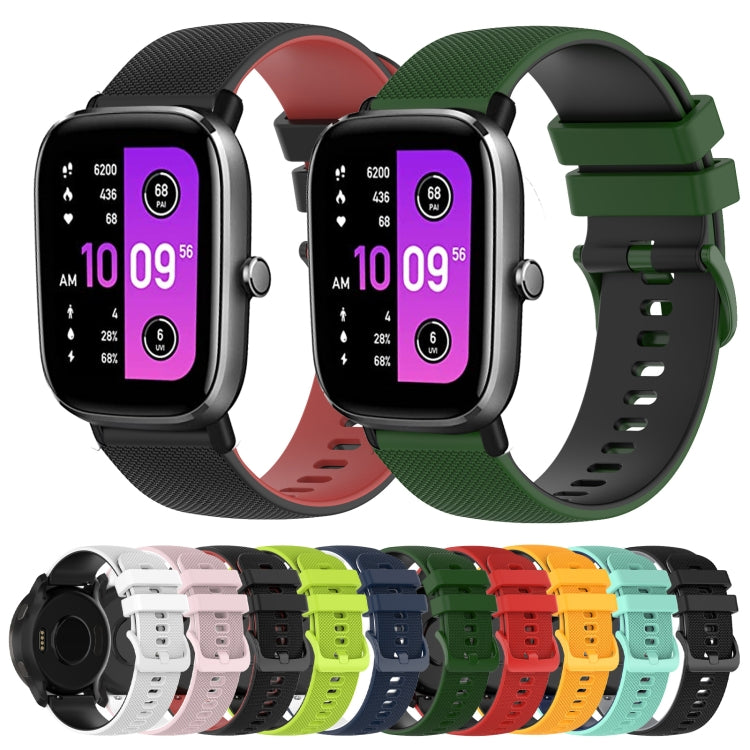 20mm Checkered Two-Color Silicone Watch Band, For Amazfit GTS 2 Mini, For Amazfit GTS 2