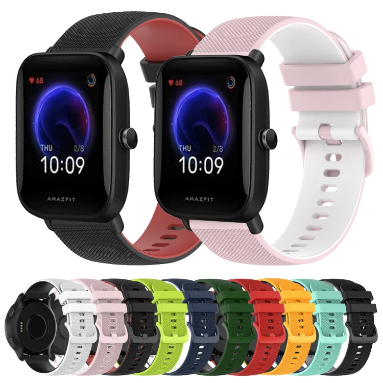 20mm Checkered Two-Color Silicone Watch Band, For Amazfit BIP U, For Amazfit GTR 42mm