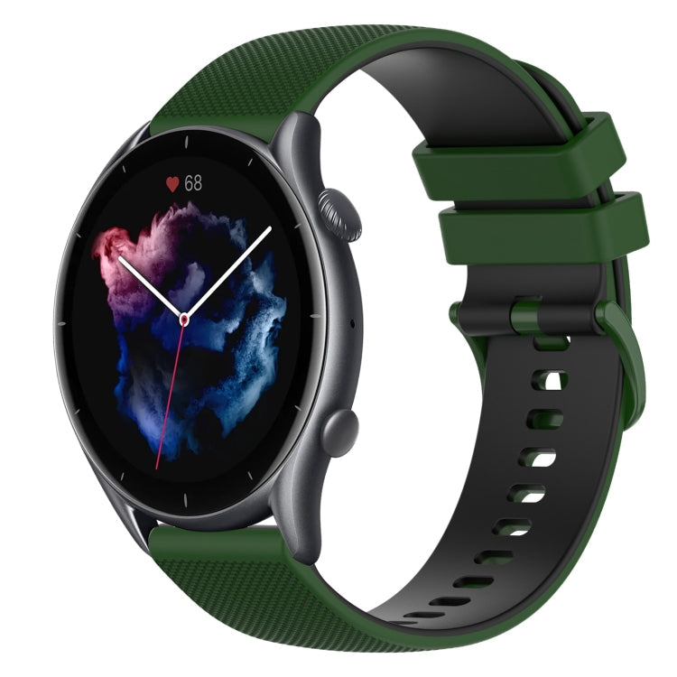 22mm Checkered Two-Color Silicone Watch Band, For Amazfit GTR 3, For Amazfit GTR 3 Pro