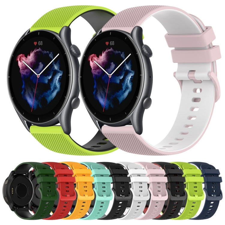 22mm Checkered Two-Color Silicone Watch Band, For Amazfit GTR 3, For Amazfit GTR 3 Pro