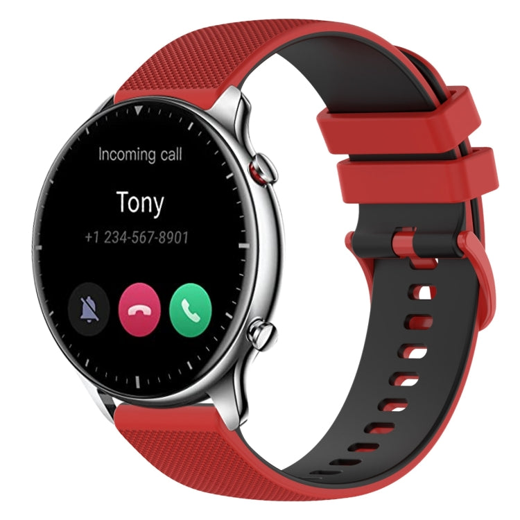 22mm Checkered Two-Color Silicone Watch Band, For Amazfit GTR 2e, For Amazfit GTR 2