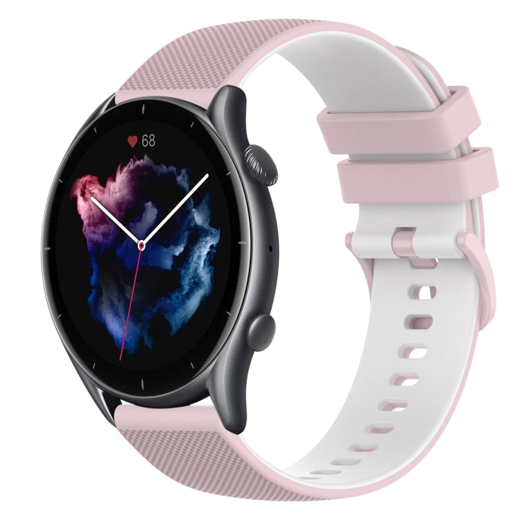 22mm Checkered Two-Color Silicone Watch Band, For Amazfit 3, For Amazfit GTR 47mm
