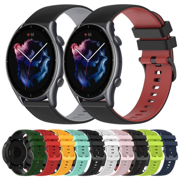 22mm Checkered Two-Color Silicone Watch Band, For Amazfit 3, For Amazfit GTR 47mm