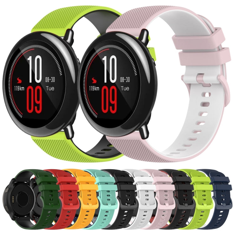 22mm Checkered Two-Color Silicone Watch Band, For Amazfit Pace, For Amazfit Stratos