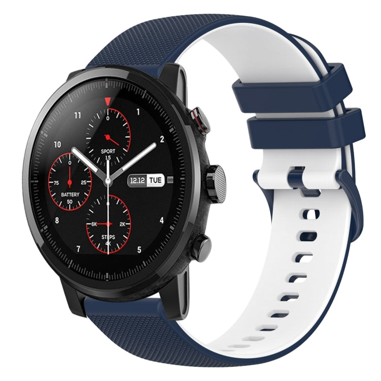 22mm Checkered Two-Color Silicone Watch Band, For Amazfit 2 Stratos