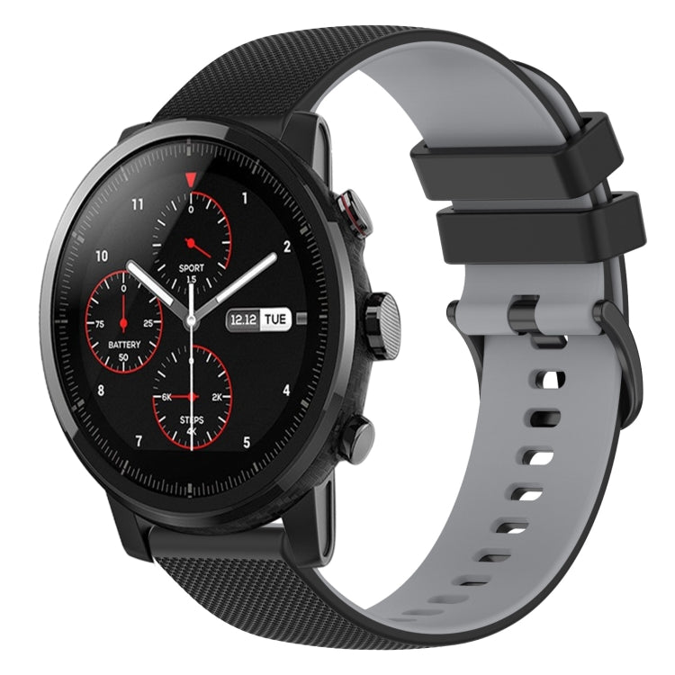 22mm Checkered Two-Color Silicone Watch Band, For Amazfit 2 Stratos