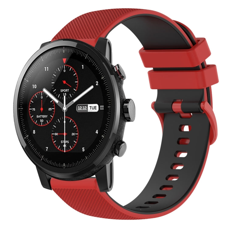 22mm Checkered Two-Color Silicone Watch Band, For Amazfit 2 Stratos