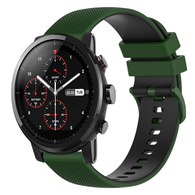 22mm Checkered Two-Color Silicone Watch Band, For Amazfit 2 Stratos