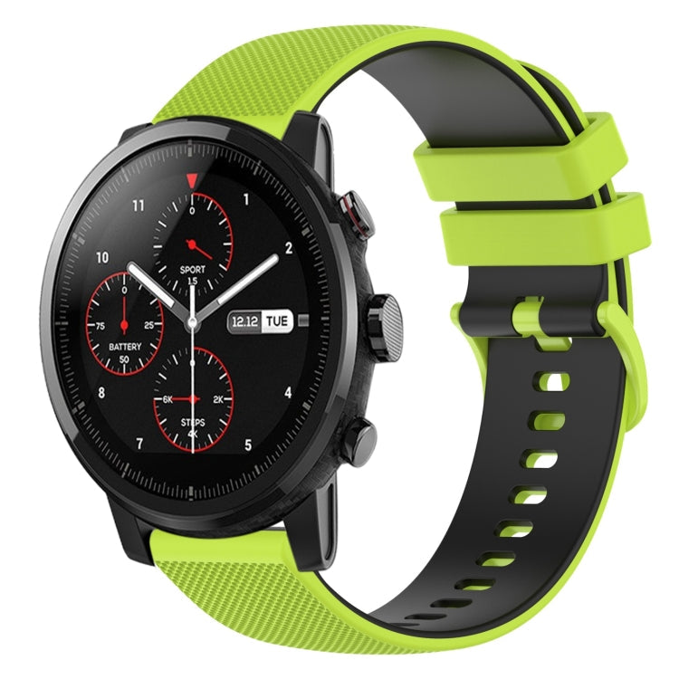 22mm Checkered Two-Color Silicone Watch Band, For Amazfit 2 Stratos