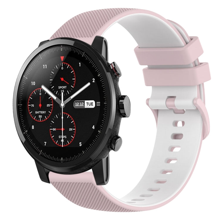 22mm Checkered Two-Color Silicone Watch Band, For Amazfit 2 Stratos