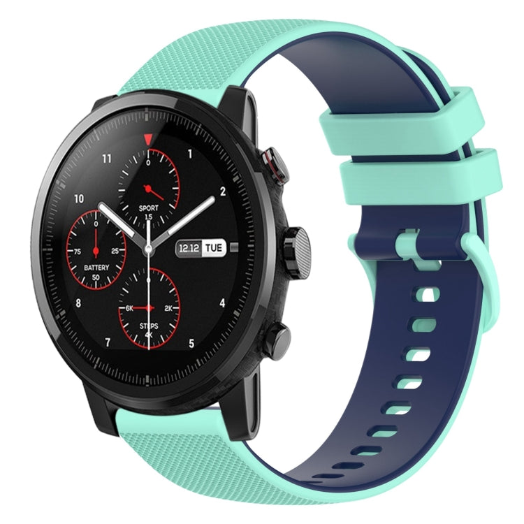 22mm Checkered Two-Color Silicone Watch Band, For Amazfit 2 Stratos