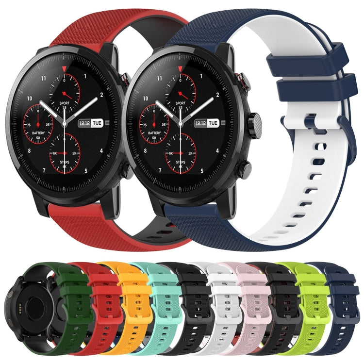 22mm Checkered Two-Color Silicone Watch Band, For Amazfit 2 Stratos
