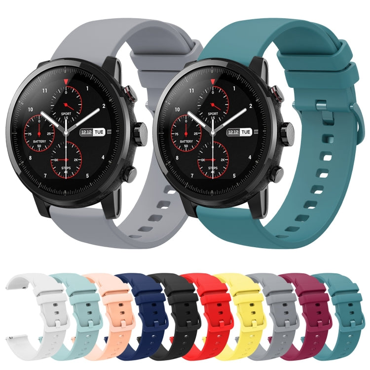 22mm Solid Color Soft Silicone Watch Band, For Amazfit 2 Stratos