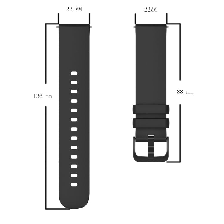 22mm Solid Color Soft Silicone Watch Band, For Amazfit 2 Stratos