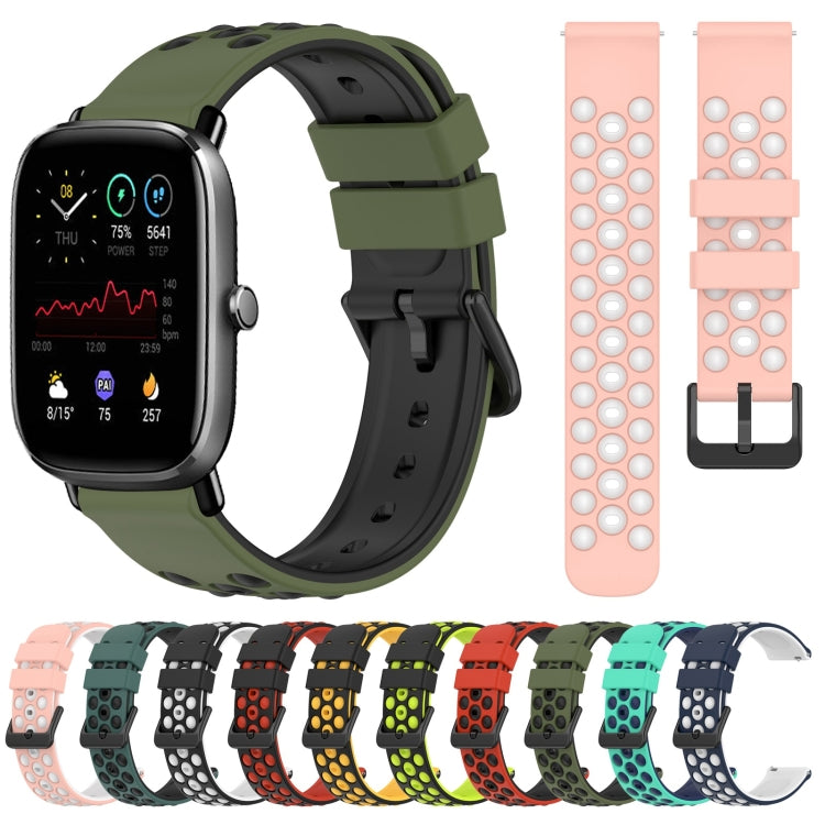 20mm Two-Color Porous Silicone Watch Band, For Amazfit GTS 2 Mini, For Amazfit GTS 2