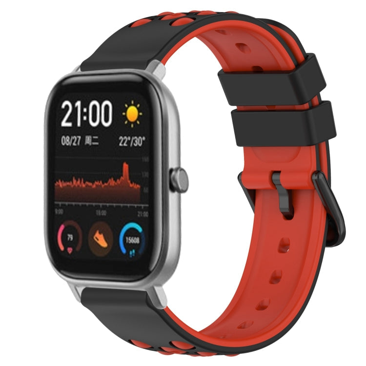20mm Two-Color Porous Silicone Watch Band, For Amazfit GTS, For Amazfit GTR 42mm