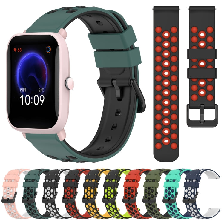 20mm Two-Color Porous Silicone Watch Band, For Amazfit Pop Pro, For Amazfit Pop