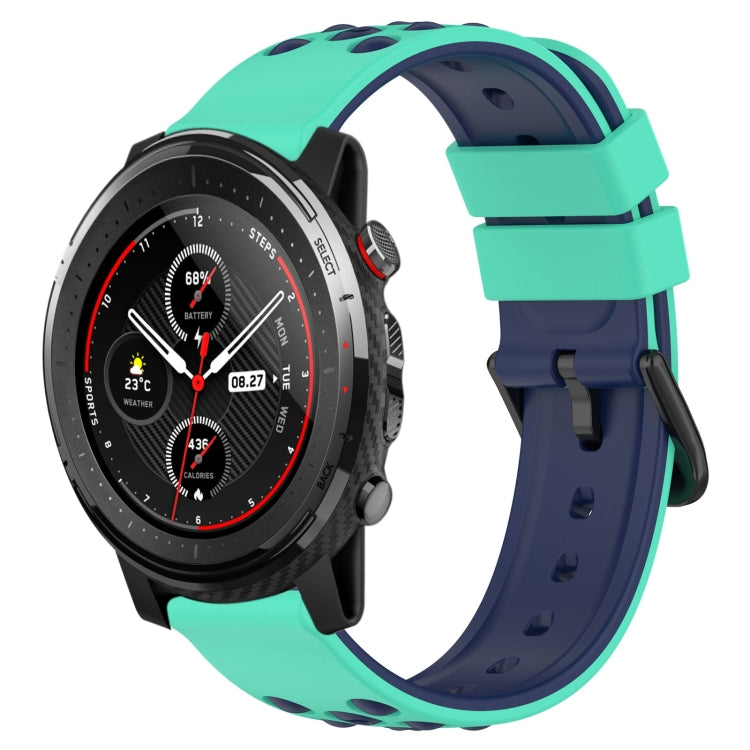 22mm Two-Color Porous Silicone Watch Band, For Amazfit 3, For Amazfit GTR 47mm