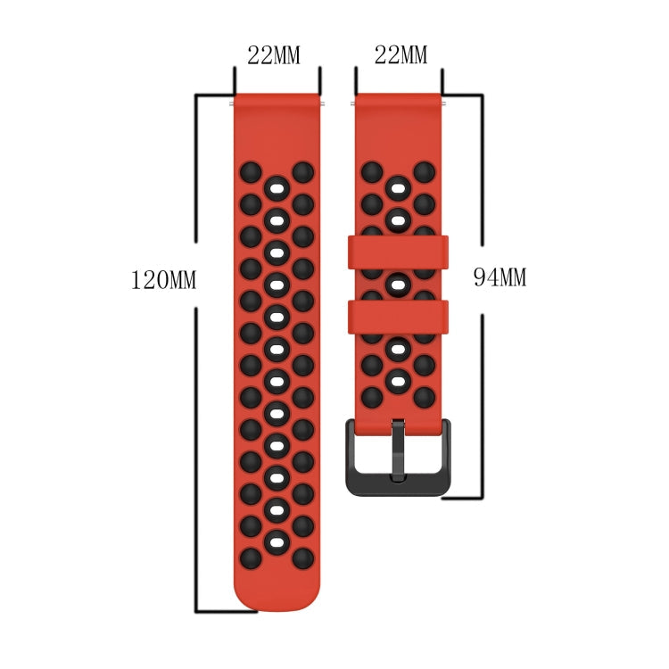 22mm Two-Color Porous Silicone Watch Band, For Amazfit 3, For Amazfit GTR 47mm