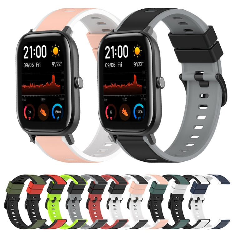 22mm Two-Color Silicone Watch Band, For Amazfit GTS, For Amazfit GTR 42mm